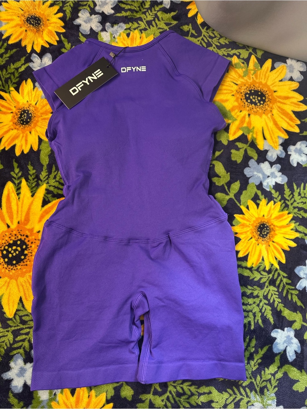 Dfyne Purple Short Sleeve Performance Romper - Picture 2 of 4
